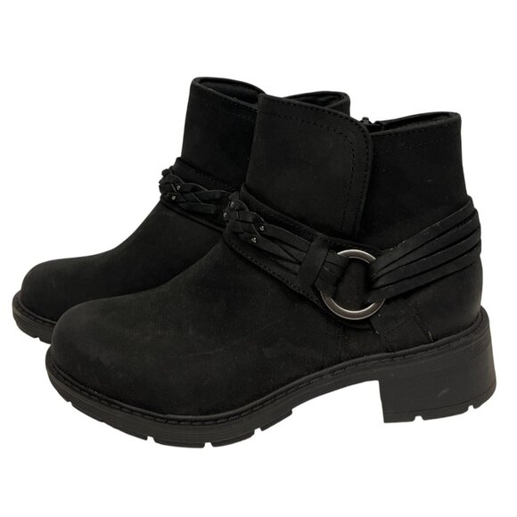Clarks Hearth Kaylie Women's Leather Boots Ankle Black Braided Size 5.5 NEW - Picture 2 of 12